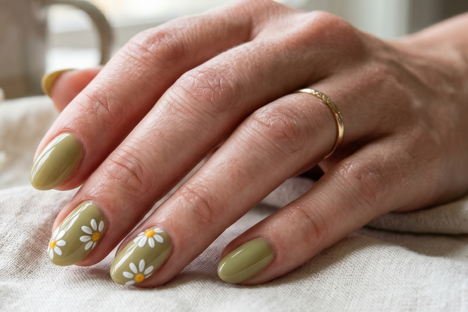 Flieder Nägel mit floralem Design